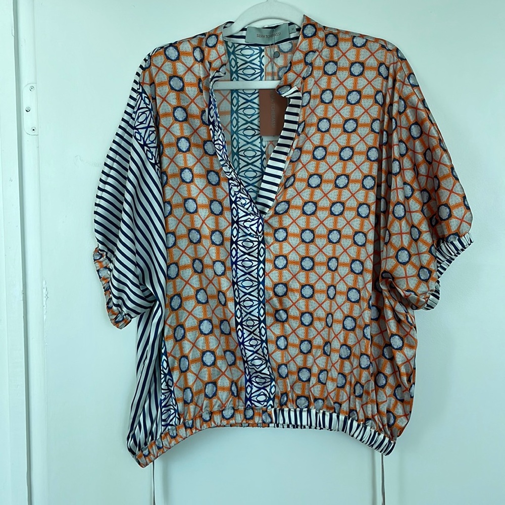 NWT Silvia Tcherassi silk printed blouse